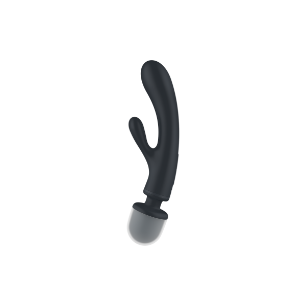 2 en 1 Vibromasseur rabbit et wand noir USB Triple Lover Satisfyer 